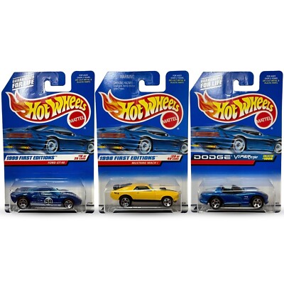 Hot Wheels Muscle Car Lot of 3 Dodge Viper RT/10 Ford GT40 Mustang Mach 1
