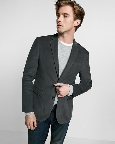 NEW EXPRESS $198 CHARCOAL SLIM CORDUROY 