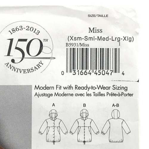 Butterick 5931 Loose Jacket w Hood Drawstring Hem Misses Size XS XL Pattern - Picture 2 of 5