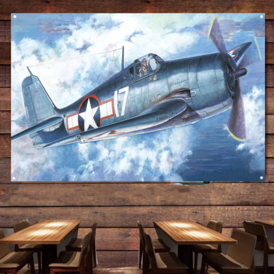F6F-3 Hellcat Fighter Poster Wall Art Flag Canvas Painting Wall Decor Banner