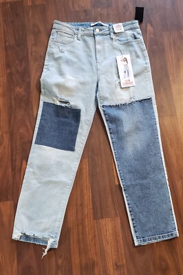 Celebrity Pink Jeans Size 11/30 Slim Straight Distressed Patchwork Stretch 