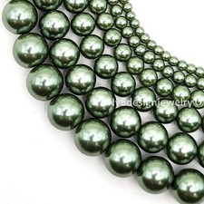 Olive Green Glass Pearl Round Loose Bead 3, 4, 6, 8, 10, 12mm 16" Strand 19