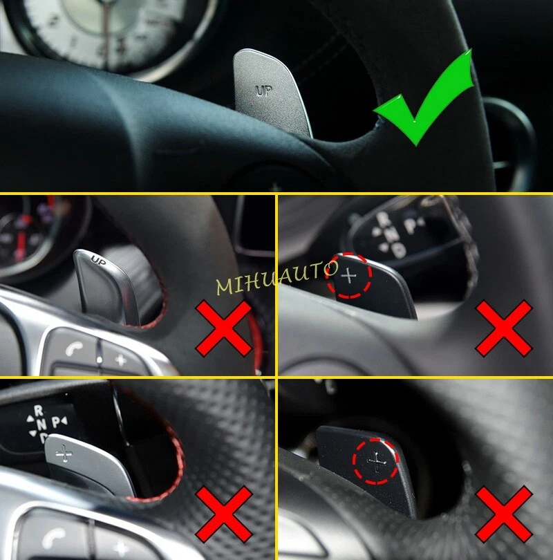 Extensión de palanca de cambios de volante de fibra de carbono negra para Mercedes-Benz AMG Foto 2 de 4