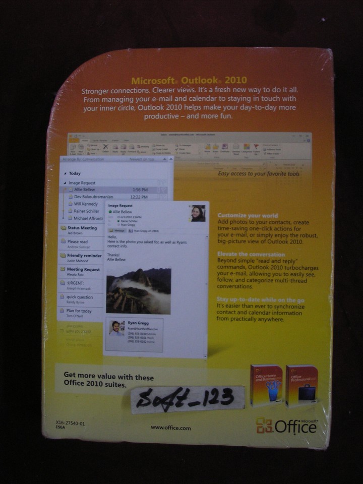 Microsoft Office Outlook 2010 Licensed For 2 PCs Full Retail Version ...