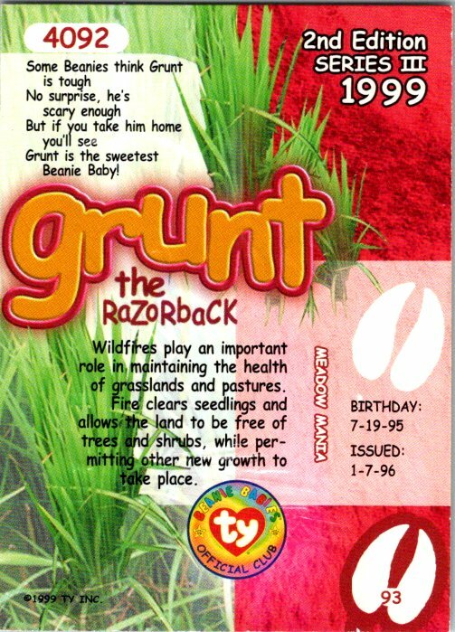 1999 Ty Beanie Babies 2nd Edition Series III - Pick Choose Your Cards - Picture 29 of 51