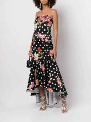 $895 NEW Marchesa Notte Strapless Floral Polka Dot Gown High Low Black 0 4 6 16 | eBay $895 NEW Marchesa Notte Strapless Floral Polka Dot Gown High Low Black 0 4 6 16 | eBay