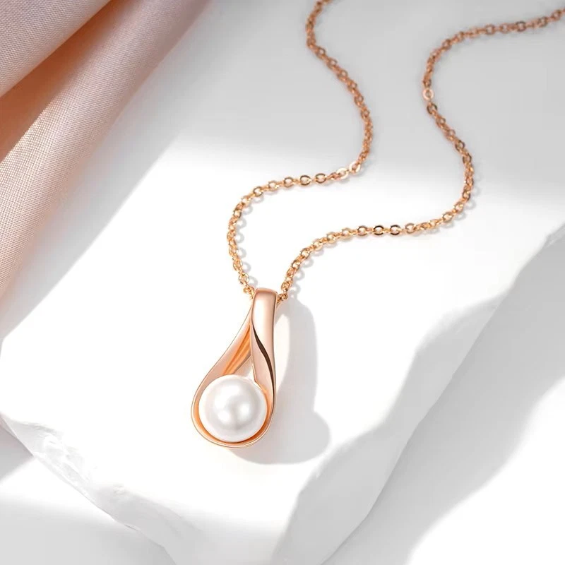 Goldkette Mit Anhänger 585 In Echte Perlen-Halsketten & -Anhänger