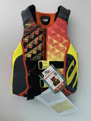 Small Stearns Life Jacket Boating Wakeboard Ski Vest Orange Fits XS & Youth XL