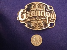 EXCELLENT OLDER VTG MENS 1988 PEWTER BELT BUCKLE - "GRANDPA" BY SISKIYOU , A-80