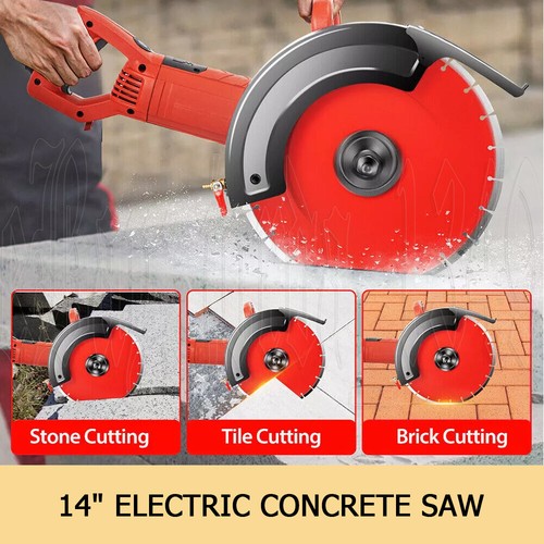 Electric Concrete Saw 355mm Cutter Wet/Dry Demo Tools Circular Cutting Off 3000W - Picture 5 of 12