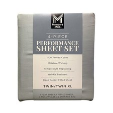 Member's Mark 500TC Performance Solid Sheet Set, 6pc Soft Silver, Twin/Twin XL