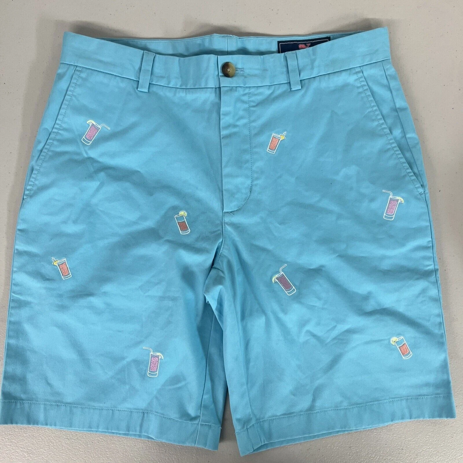 NEW VINEYARD VINES Beach Summer Mixed Drinks Alcohol Chino Shorts Breaker Sz 32