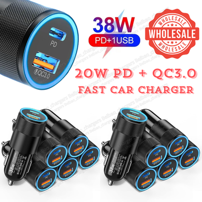 Lot 38W USB C Car Phone Fast Charger Adapter PD/QC USB A Cigarette Lighter Plug