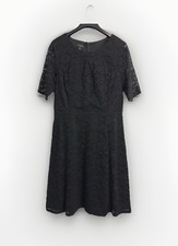 Talbots Lace Dress Black Lined 1/2 Sleeve Women’s 10 A-line Fit & Flare