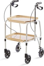 Mobility Walker with Wheels, Handy Trolley with Trays and Brake, Indoor Rollator