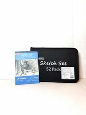 52 Piece Sketch Art Set w/ Carrying Case Sketchbook New Unused Drawing Kit