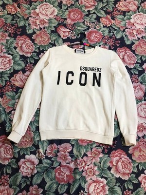 Disquared2 Icon Logo Crewneck Designer Hype White DAMEN