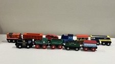 Mixed Wooden Railway Train Lot Orbrium Brio Compatible Engines Passenger Cars