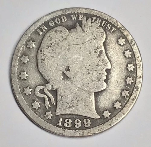 1899-O BARBER SILVER QUARTER **NICELY CIRCULATED GOOD** SHIPS FREE!!