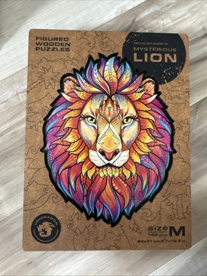 Unidragon  Mysterious Lion  Wooden Jigsaw Puzzle 192 Pieces 12.5 x9.7  Gorgeous