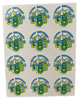 Vintage TREND Scratch and Sniff Stickers HAPPY BIRTHDAY Candles Party Time Matte