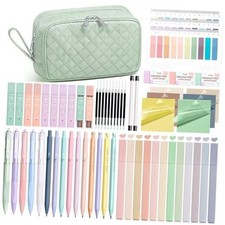 62PCS Aesthetic School Supplies with Cute Pencil Case, Pastel Sage Green