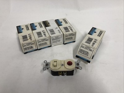 *LOT OF 5* Leviton Ivory Commercial Toggle Wall Switch 15A w/Pilot Light 5226-I