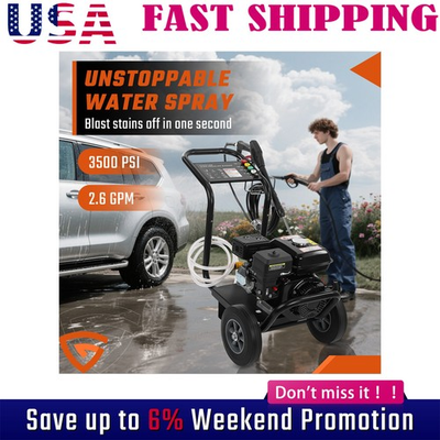 #ad 3500 PSI 212cc Gas Pressure Washer Gas Powered Washer 2.6 GPM 5 Nozzles 240BAR $228.79