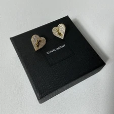 YSL Gold Heart Earrings with Box