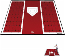 Baseball and Softball Hitting Mat for Batting Stance Practice, Home Plate Mat wi