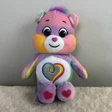 Basic Fun Care Bears Togetherness Bear Stuffed Plush Animal Rainbow Heart Silver