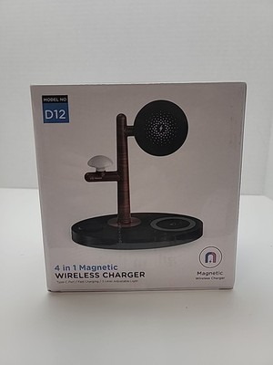 4-1 Magnetic Wireless Charger LED Light Stand Fast Charging Dock Station White