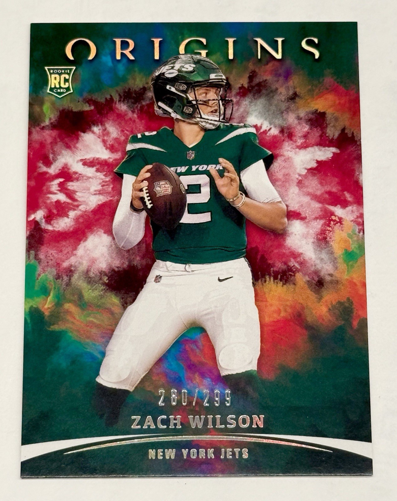 2021 Panini Origins ZACH WILSON Red #’d /299 SP Rookie RC #102 Jets Card