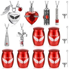 Cremation Jewelry Necklaces Set of 12 with 6 Mini Urns for Ashes - Memorial