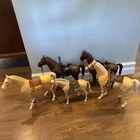 Lot of 5 Vintage Marx Horses w Saddles Rifles West Maddux