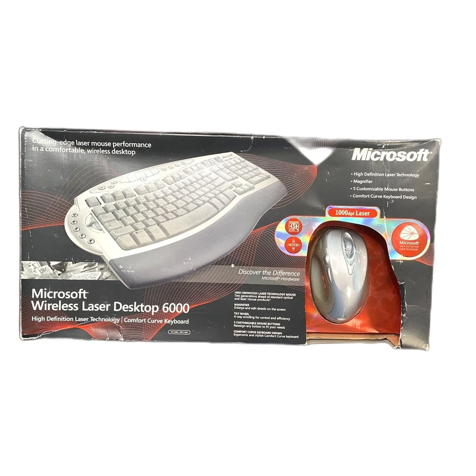 Microsoft Wireless Laser Desktop 6000 Keyboard & Mouse - NEW OPEN BOX - Image 2 of 4