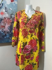 women Yellow, Pink, and green Embroidered floral mini dress Size M