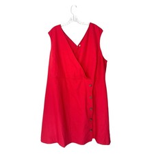 Loft Plus Red Sleeveless V-Neck Classic Casual Basic Sleeveless Dress Size 22