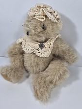 Vintage Fully Jointed Mohair Teddy Bear Blonde Tan Long Hair Curly 12"