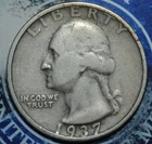 1937 S Washington Silver Quarter  Exact Coin Shown {{{B374