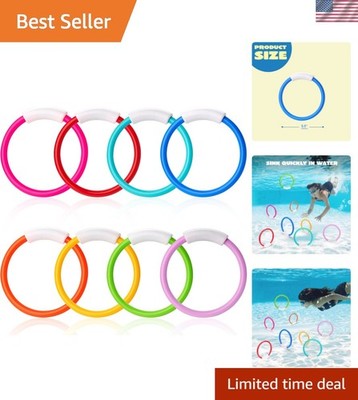 Dive Rings Pool Toys, 8 Pcs Colorful Pool Rings for Kids, Underwater Training...