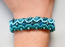 Handmade Blue Glass Seed Bead Beachy Boho Bracelet Handcrafted