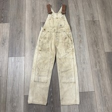 CARHARTT Size 12 Youth Bib Overall Canvas Brown DOUBLE KNEE, Non Insulated