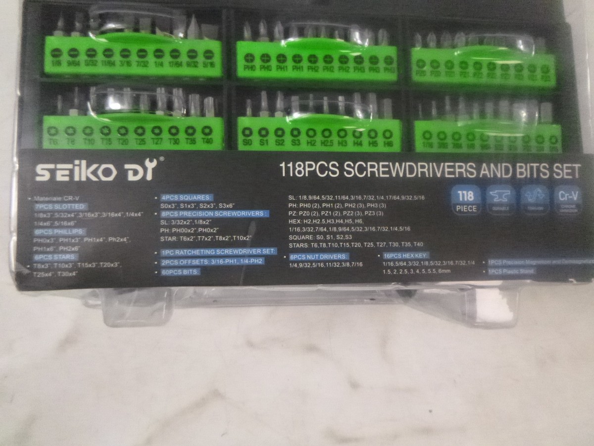 SEIKO D118PCS Precision Magnetic Screwdriver Set & Bits With