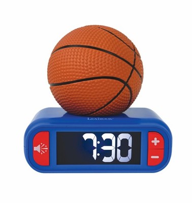 Basketball Nightlight Alarm Clock with Sounds LCD Backlit Screen Blue