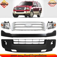 Front Lower Bumper Cover & Grille Assembly Kit For 2007-2014 Ford Expedition