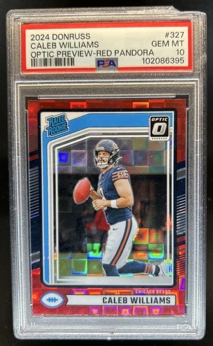 2024 Donruss Caleb Williams Optic Rated Rookie Preview Red Pandora PSA 10 DAMAGE