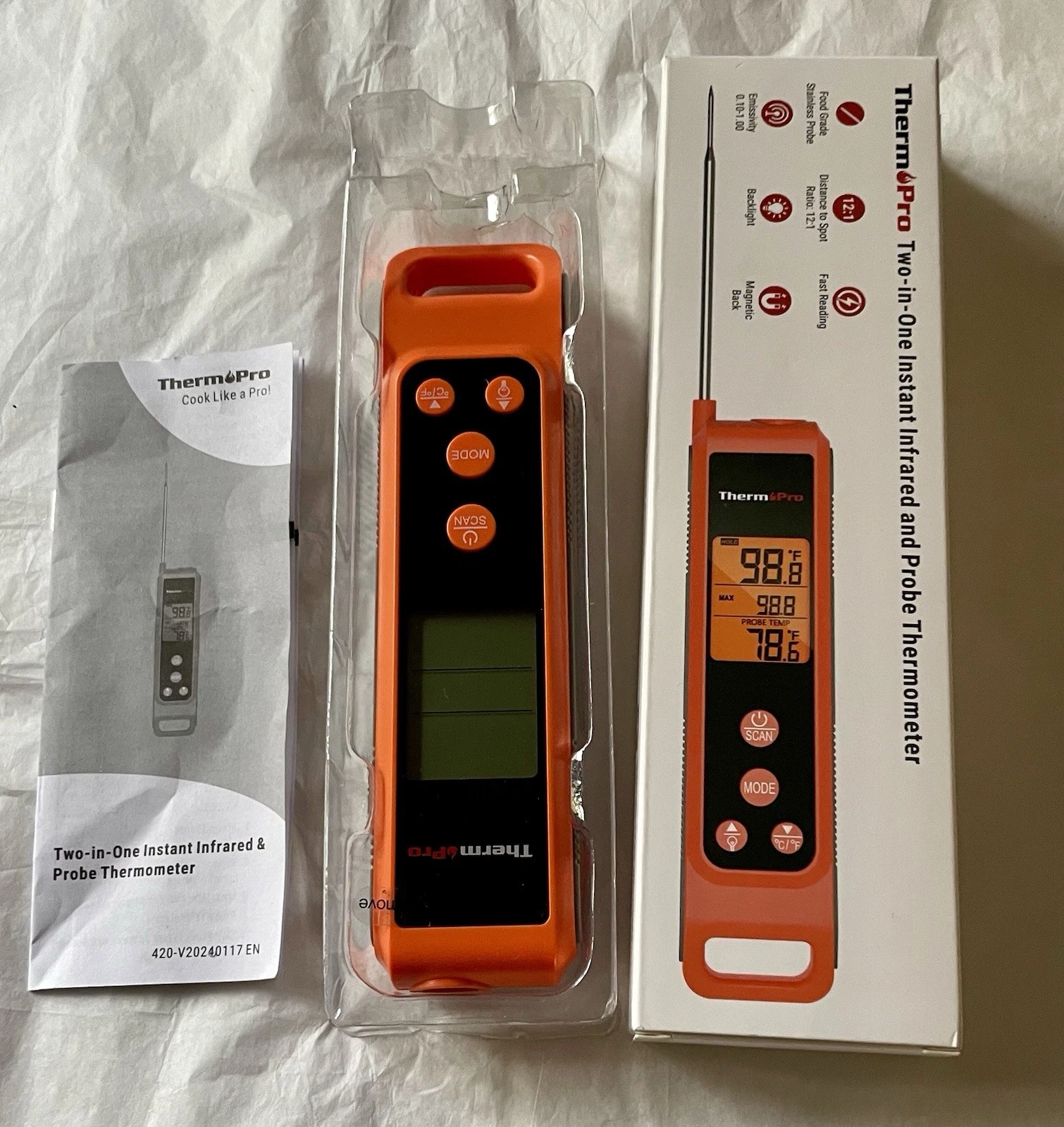 ThermoPro 2-in-1 Instant & Infrared Meat Thermometer For Grilling - TP420
Opens in a new window or t