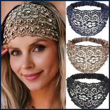 Elegant Women Hollow Headband Flower Pattern Shiny Rhinestones Faux Pearls Hair