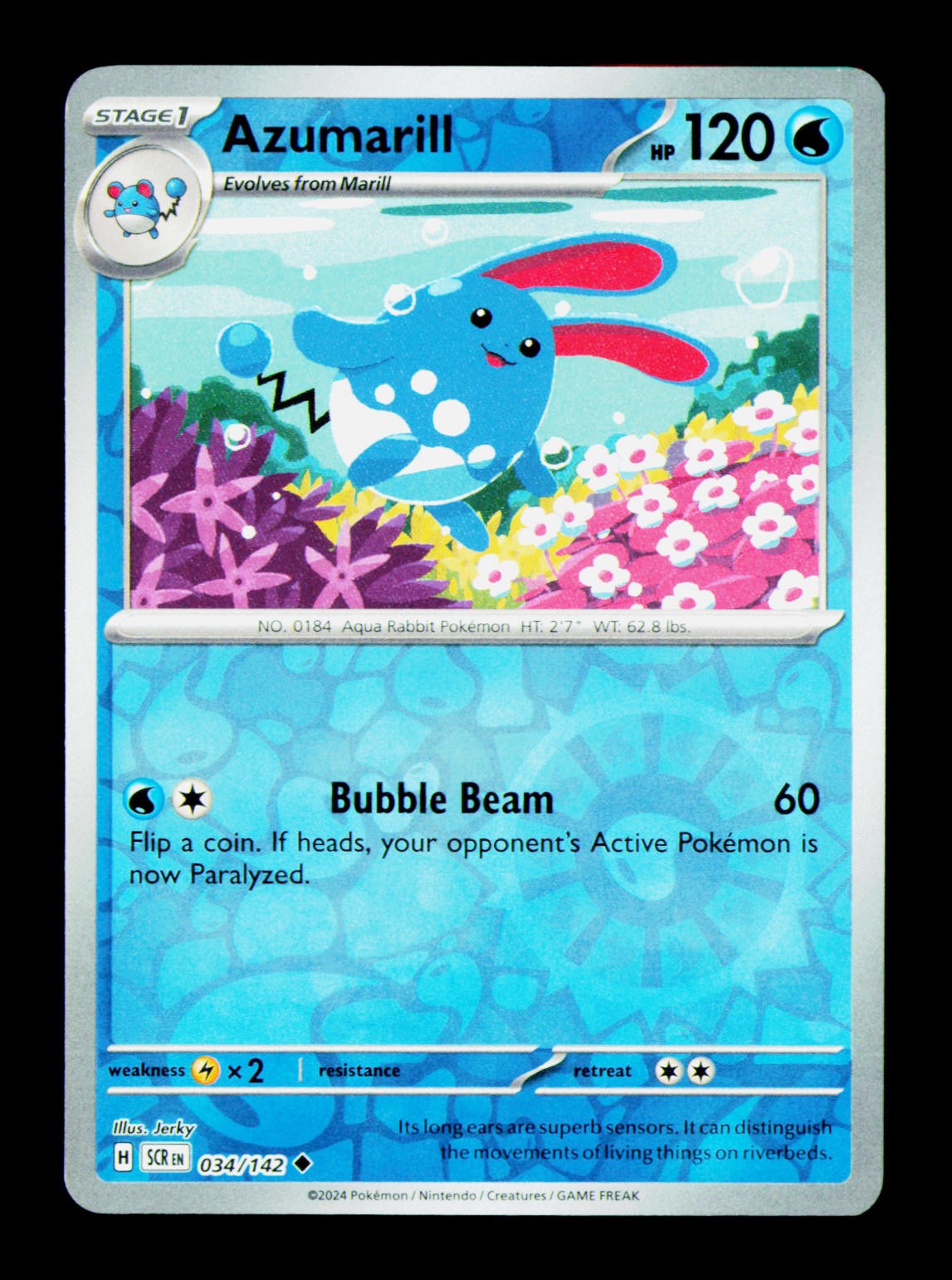 Azumarill Reverse Holo Uncommon SV07: Stellar Crown 034/142 NM